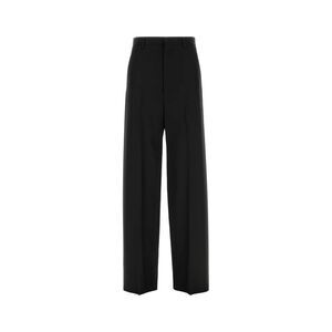 Balenciaga Women Black Wool Wide-Leg Pant